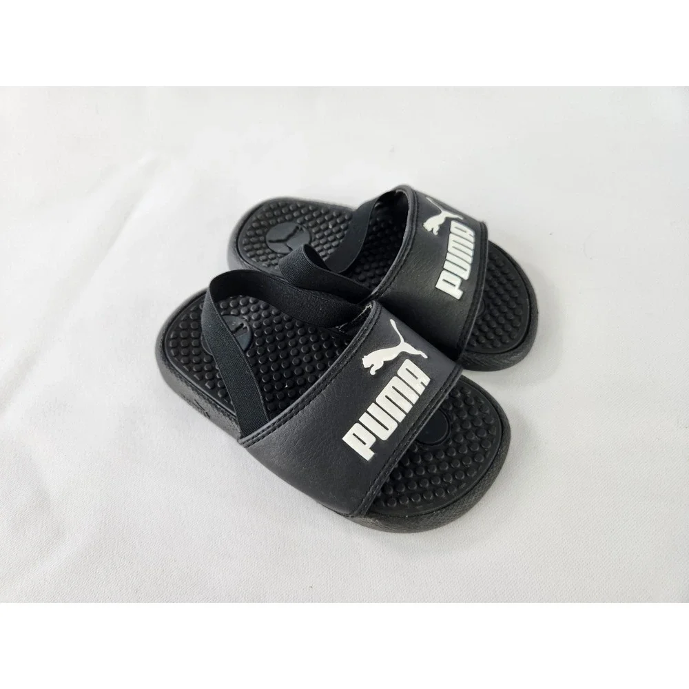 PUMA Unisex Toddler‎ Cool Cat Backstrap Sandal Flip Flops - Black/White, Size 7C